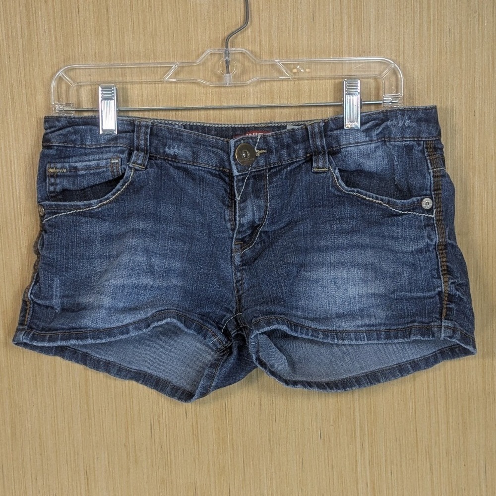 Unionbay Juniors 9 Blue Denim Stretch Low Rise Micro Mini Shorts Y2K Retro